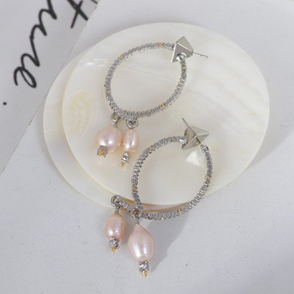 Alexis Bittar Baroque Pearl & Silver Hoop Earrings - Picture 10 of 10